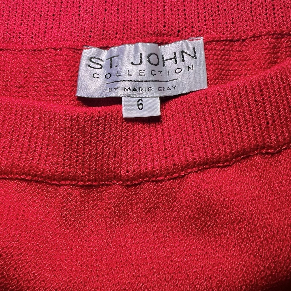 St. John Collection Red Santana Knit Pencil Pull On Skirt by Marie Gray Size: 6 - Picture 4 of 6